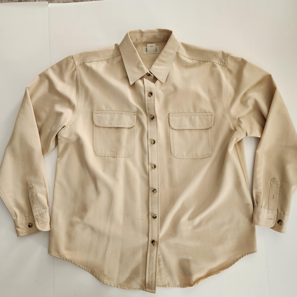 L vintage 90's St John's Bay beige long sleeve button up